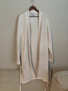 Parachute Classic Turkish Cotton Waffle Robe in White Large EUC